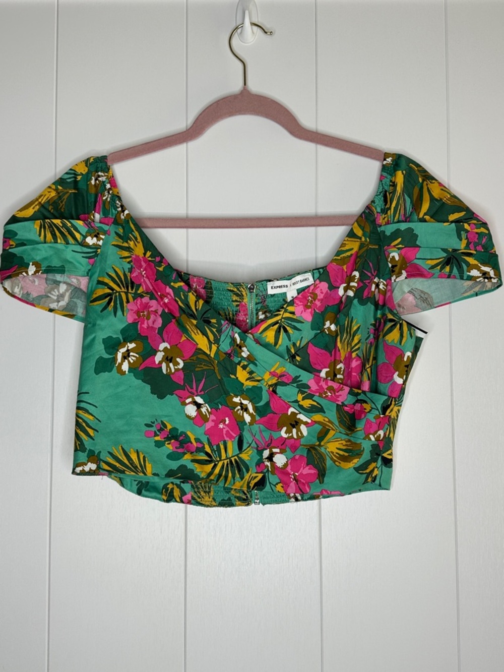 Express Rocky Barnes Floral Wrap Crop Top Size Medium